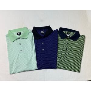 Lot of 3 FJ footjoy golf polo shirt striped  Men’s  M waterchase Ruth Golf Club